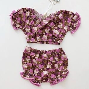 Kate Quinn Organics Purple Poppies Baby Girl Sunsuit 18-24 months